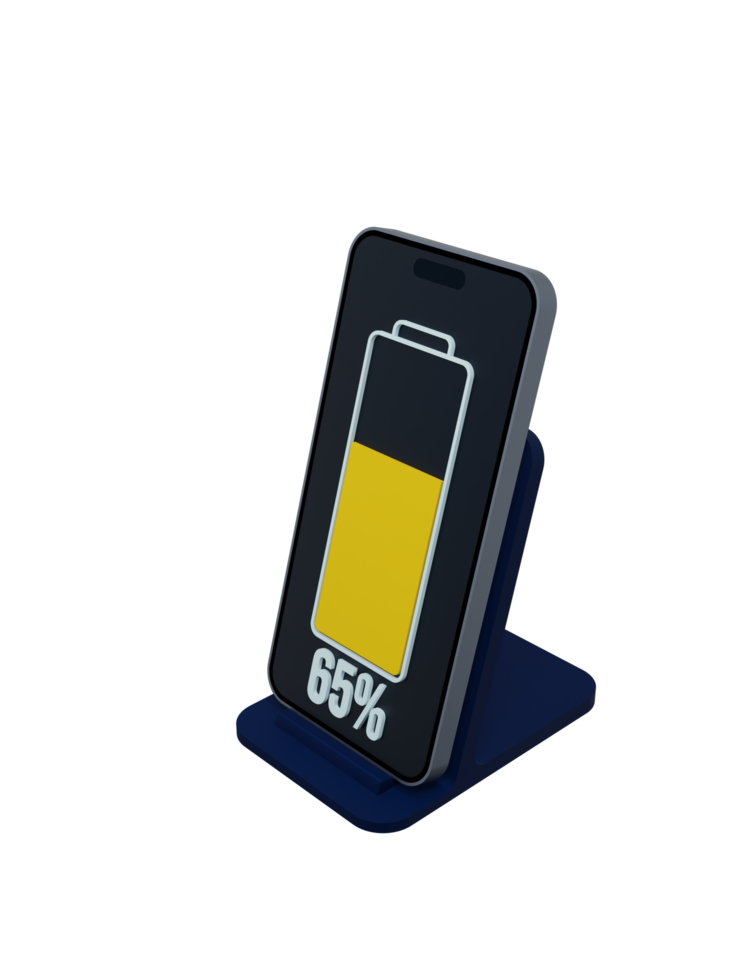 Wireless Smartphone Battery Charging Percentage Indicator Symbol 3D Illustration png