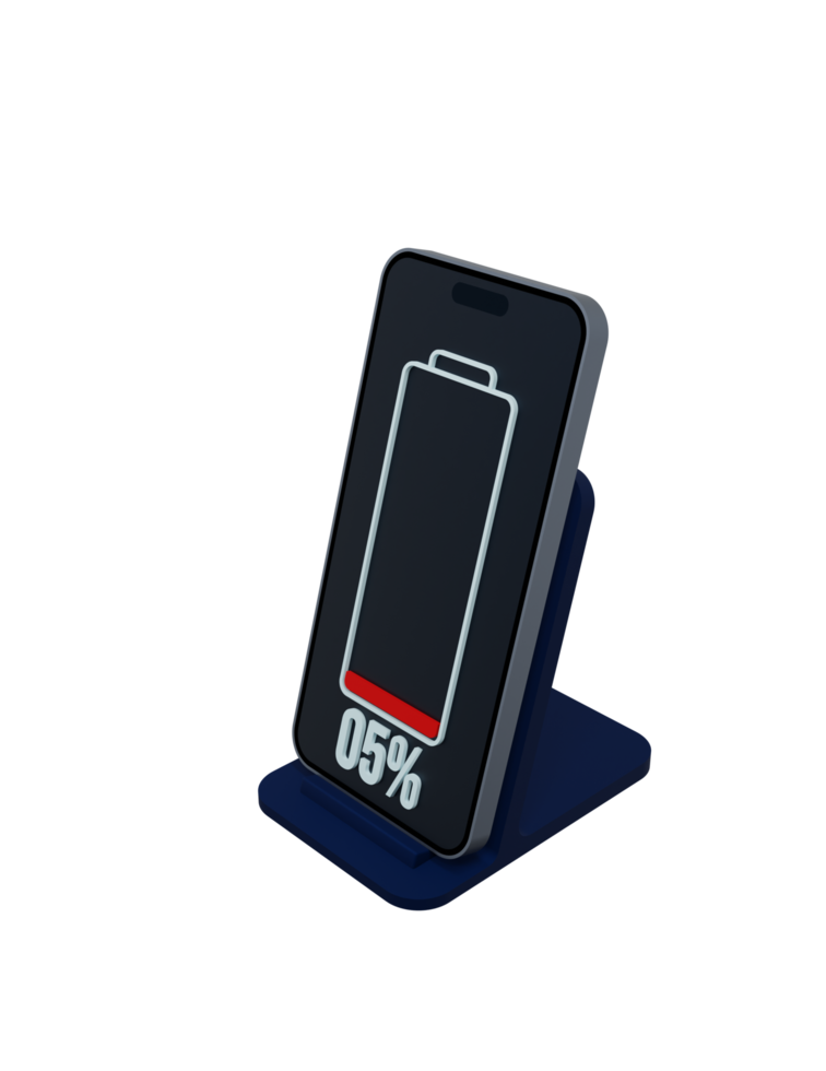 Wireless Smartphone Battery Charging Percentage Indicator Symbol 3D Illustration png