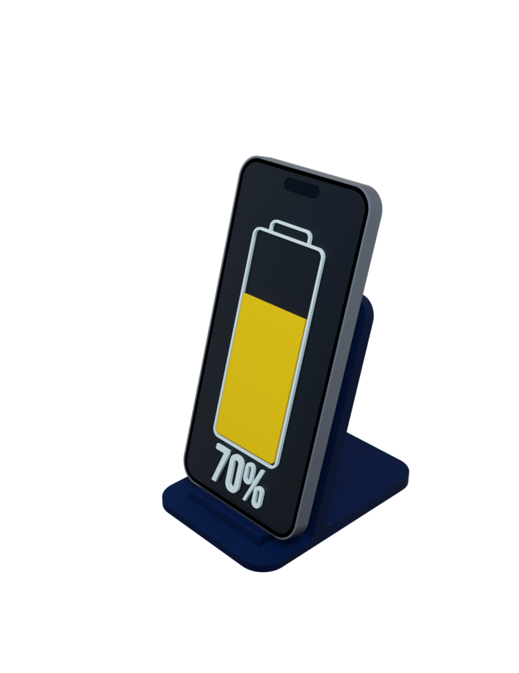 Wireless Smartphone Battery Charging Percentage Indicator Symbol 3D Illustration png