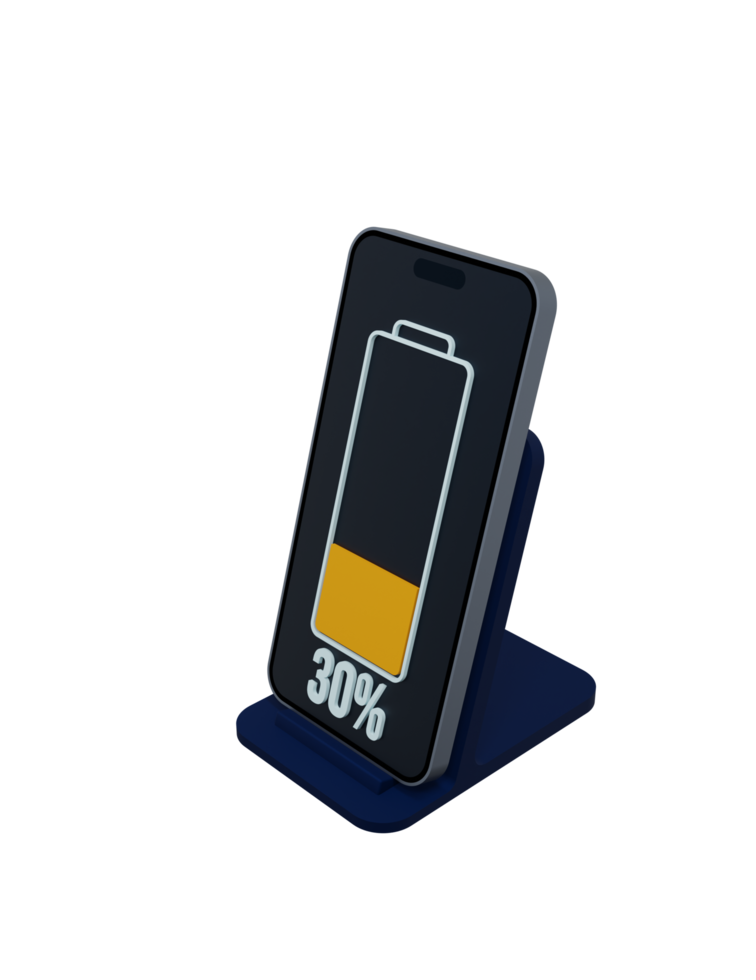 Wireless Smartphone Battery Charging Percentage Indicator Symbol 3D Illustration png