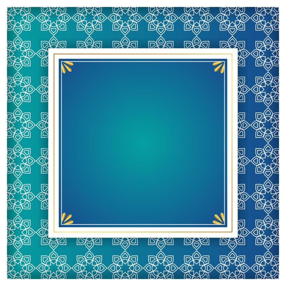 Arabic islamic elegant blue and golden luxury ornamental background with arabic border pattern. vector