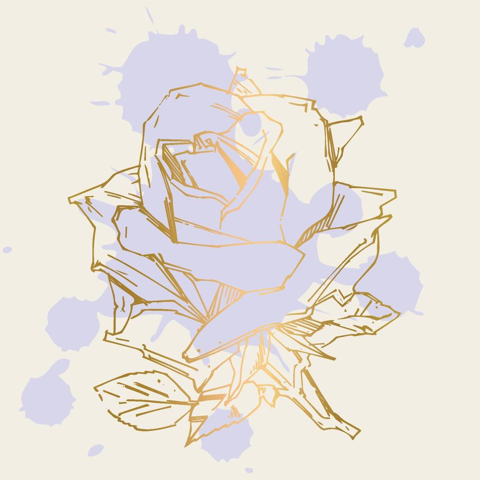 Hand drawn rose. Vector illustration. Vintage tattoo style rose. Flower motif sketch for design. Ink illustration isolated.