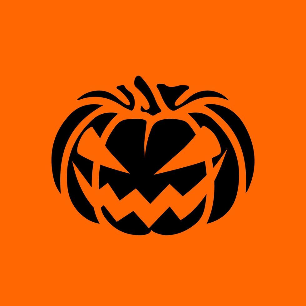Vector Halloween symbol, scary pumpkin face with evil smile. Jack o lantern icon.