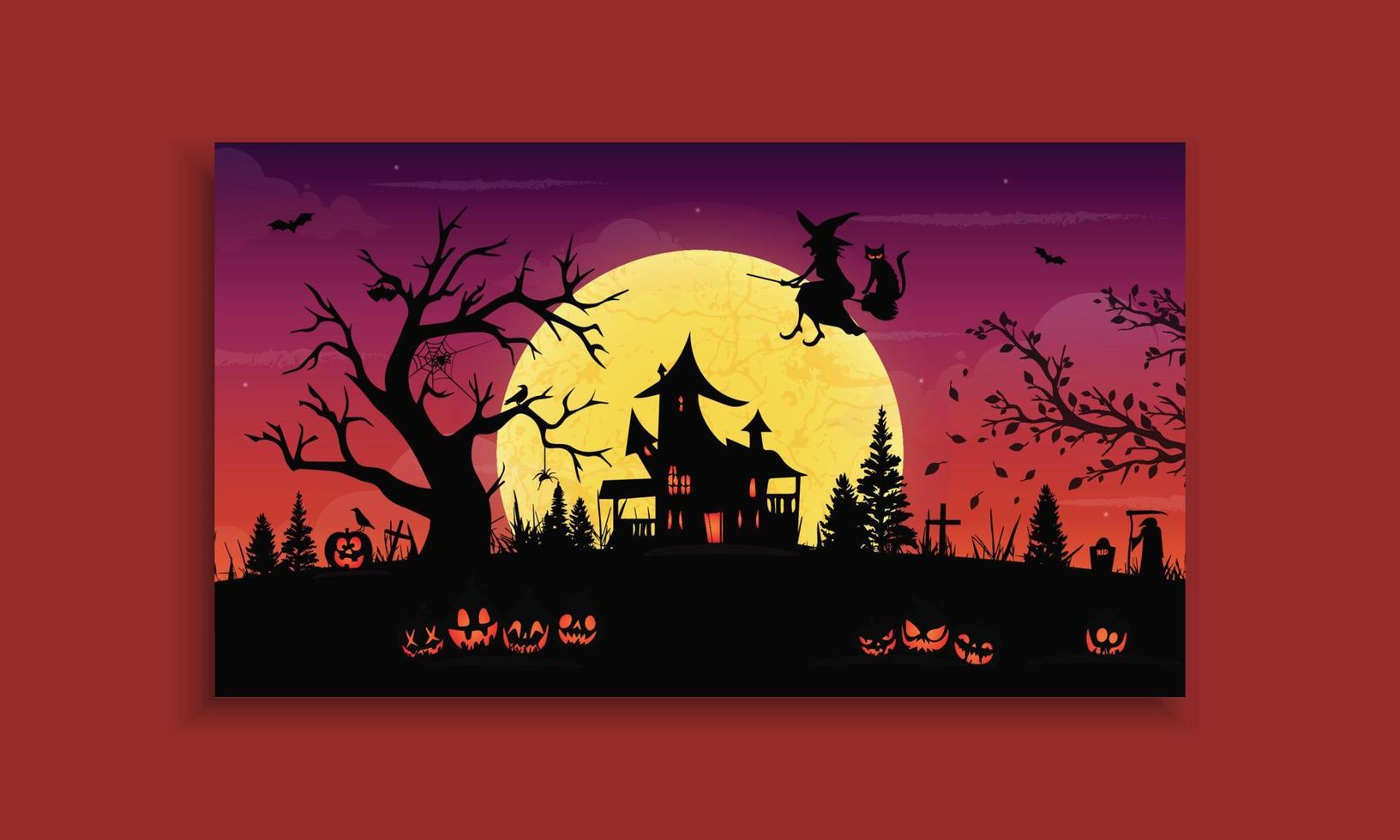 Full moon halloween Background design template vector