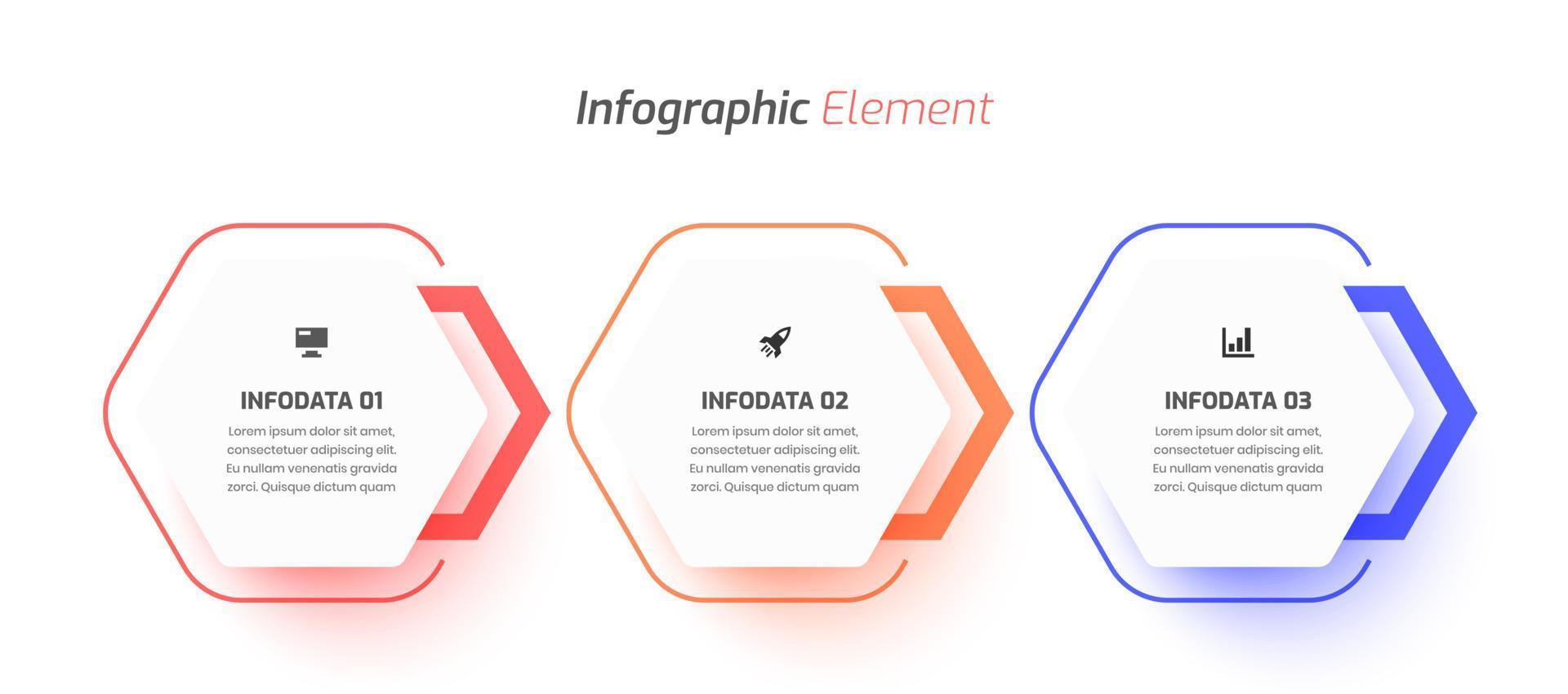 Business Infographic Template with Hexagon Label, Thin Line, Icon and 3 Option. Suitable for Process Diagram, Presentations, Workflow Layout, Banner, Flow Chart, Infographic. vector