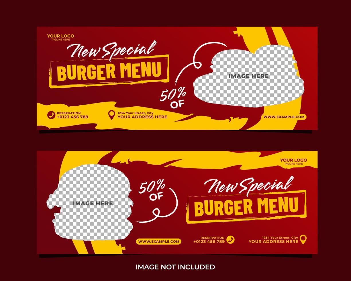 Special burger menu banner template design vector