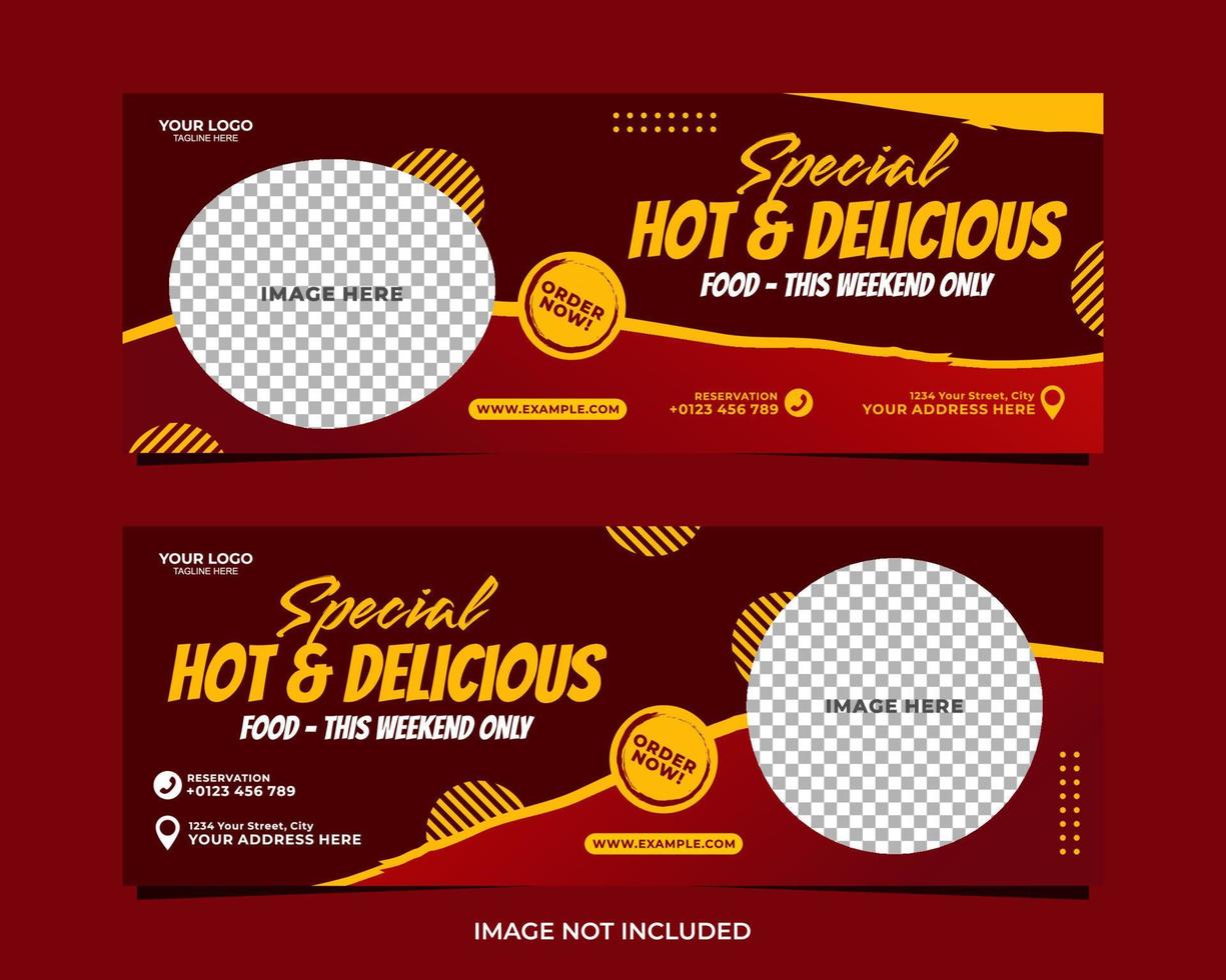 diseño especial de plantilla de banner de comida caliente y deliciosa vector