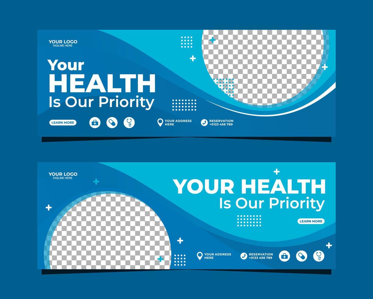 Banner template or social media cover design for medical health care vector