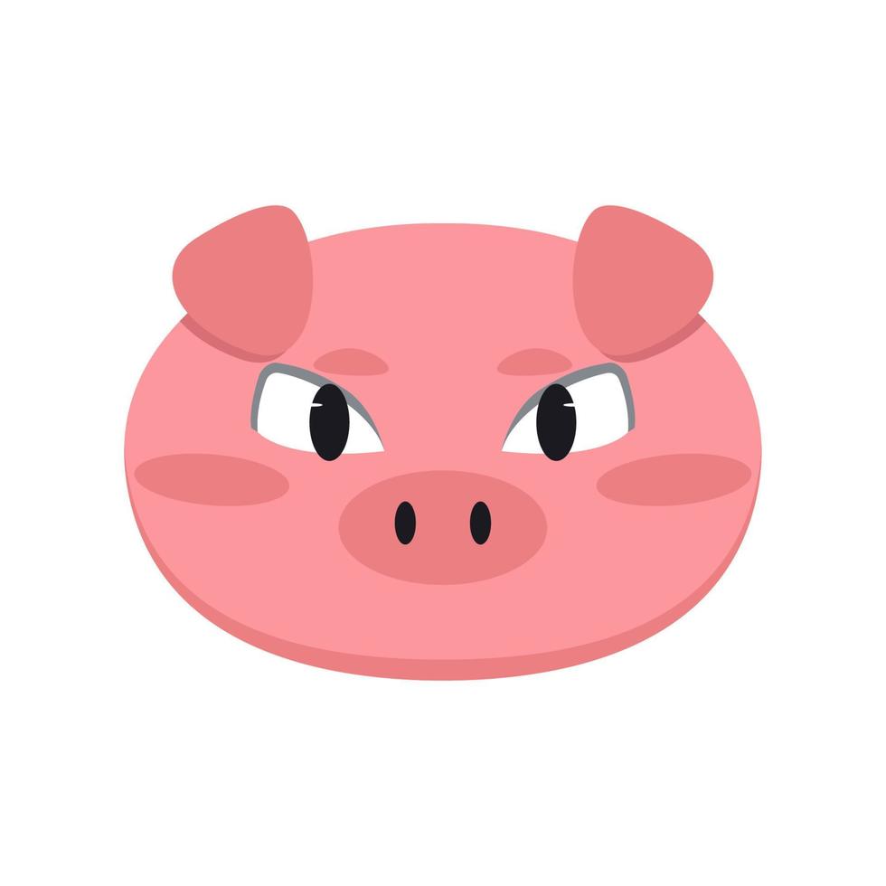 Hand drawn illustration of cute pig face isolated on white background in cartoon style vector