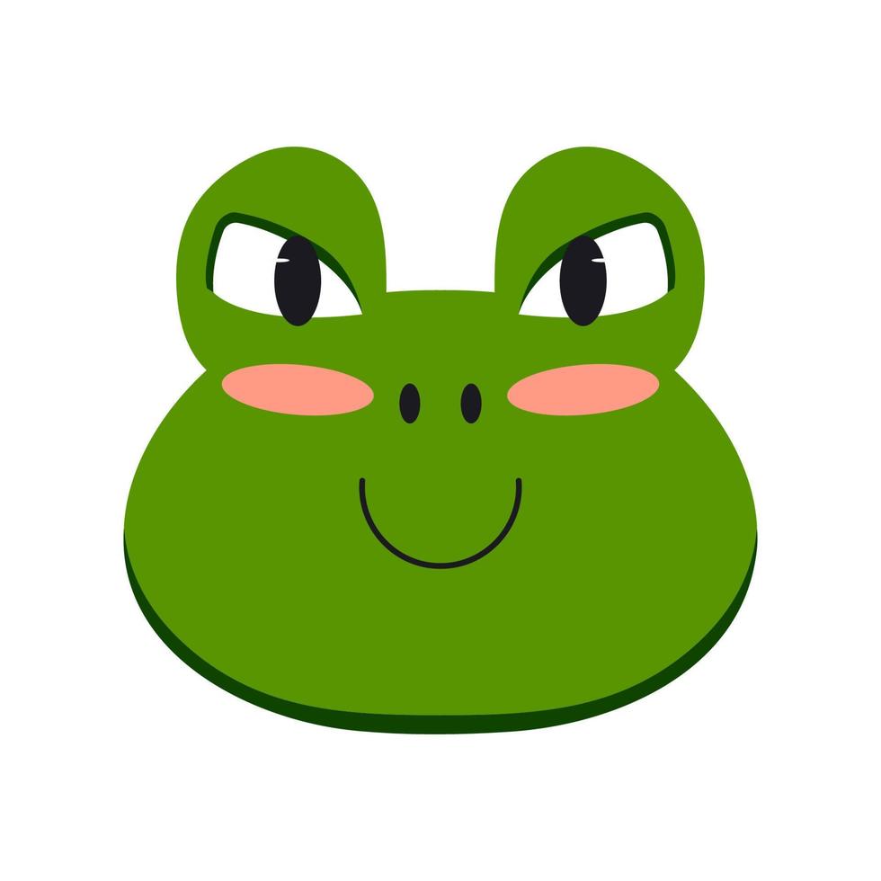 Hand drawn illustration of cute frog face isolated on white background in cartoon style vector