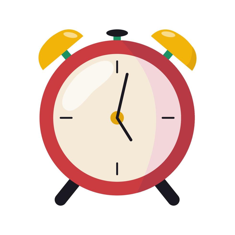 Illustration of red alarm clock on a white background. Concept of time vector