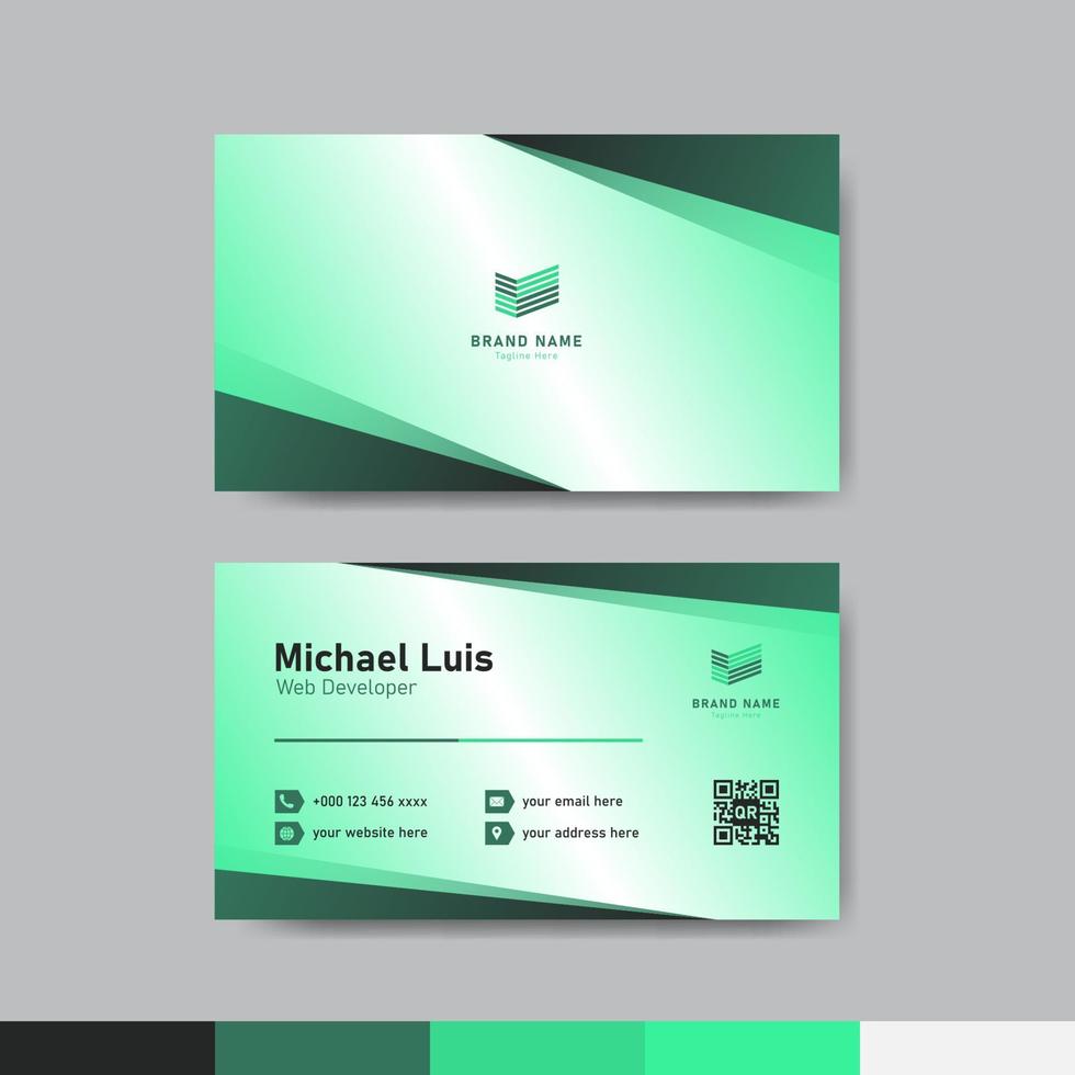Green and white business identity card template concept vector