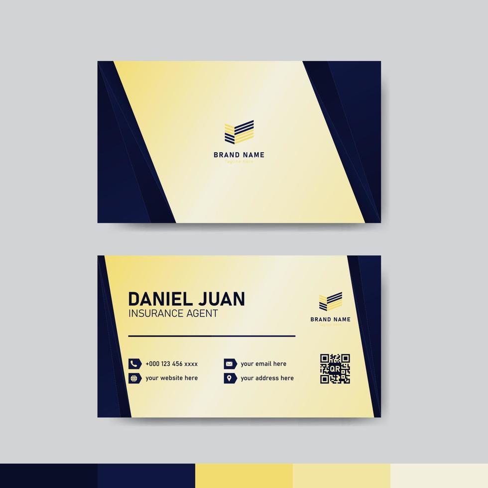 Blue and yellow business identity card template concept vector