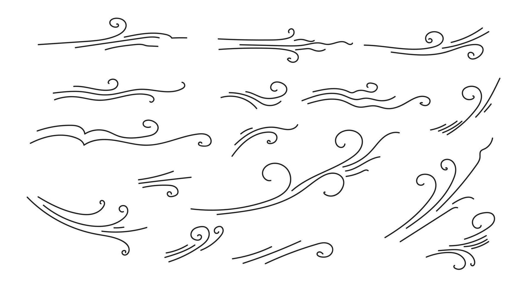 Vector doosle set of doodle wind, weather, environment