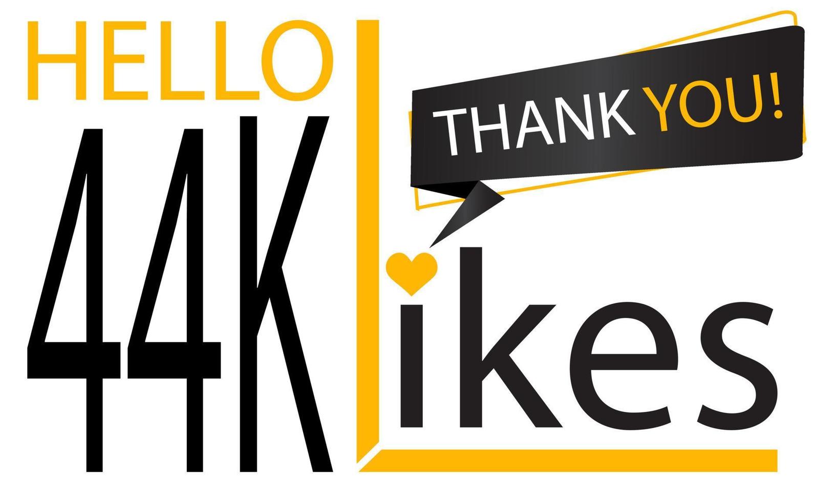 Thanks 44k Design likes. Celebrating 44000 or forty four thousand likes. Vector illustration.