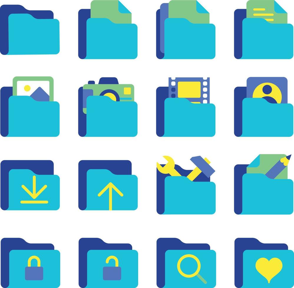 Business and office flat icons set, office equipment and marketing items vector