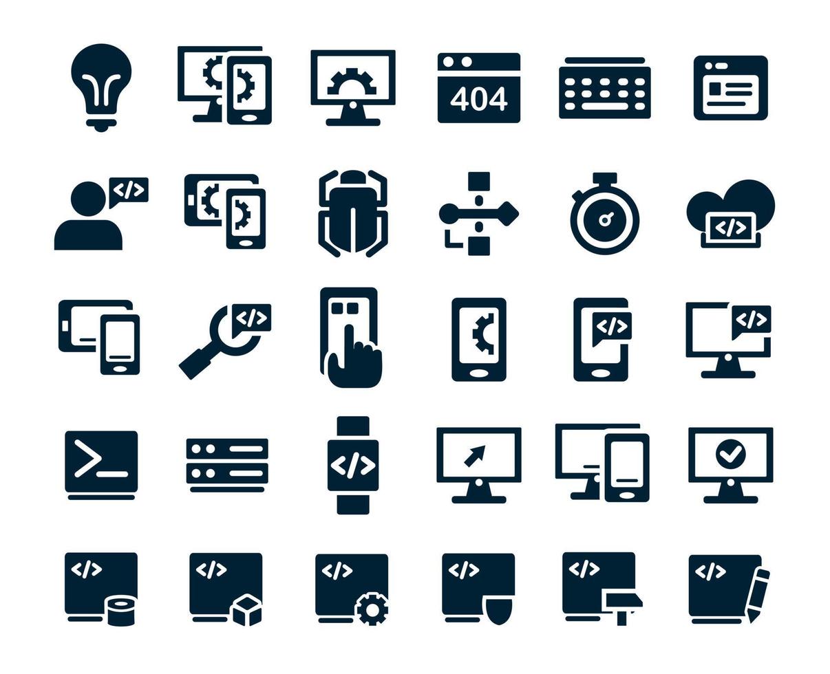 iconos de dispositivos electrónicos, conjunto de símbolo de gadget, diseño de línea simple para aplicación vector