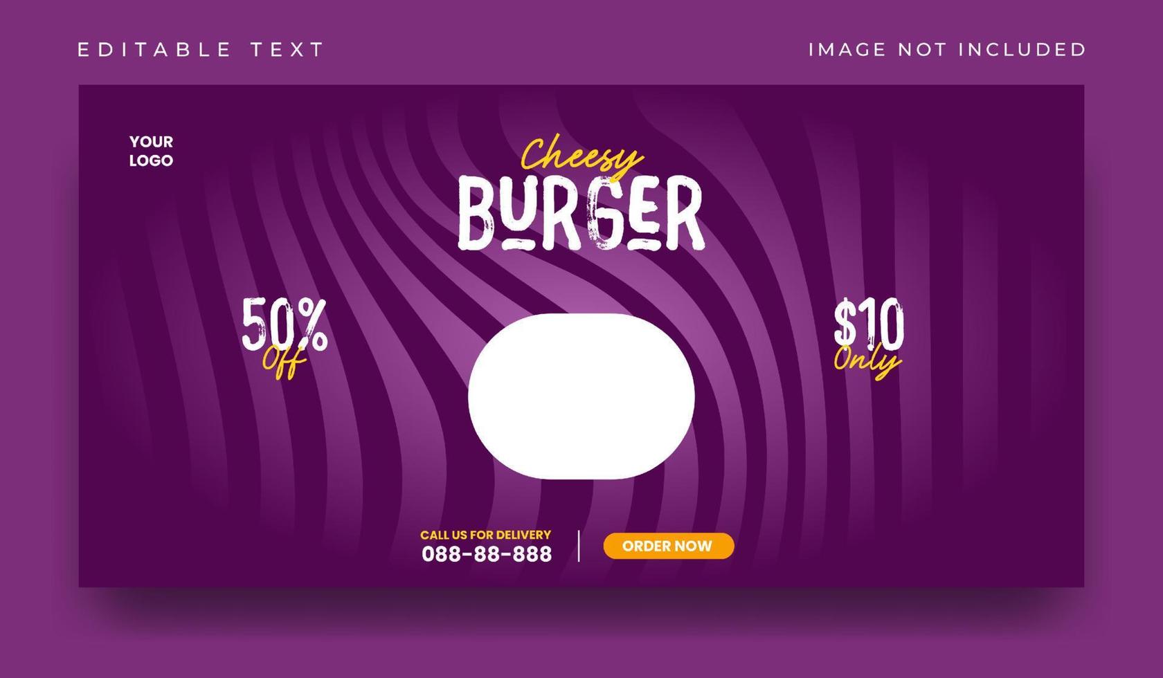 Delicious burger and food menu banner template vector