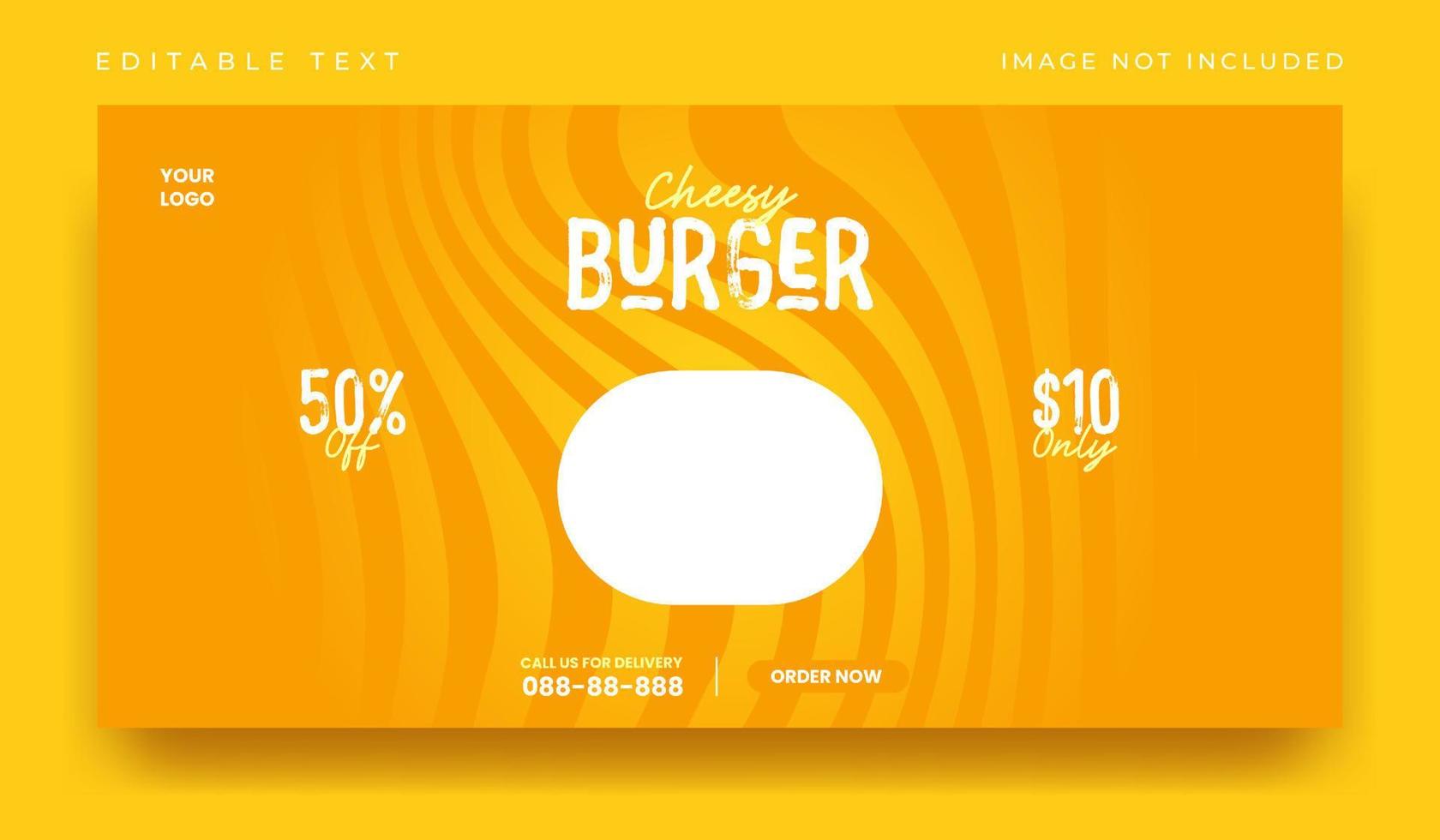 Delicious burger and food menu banner template vector