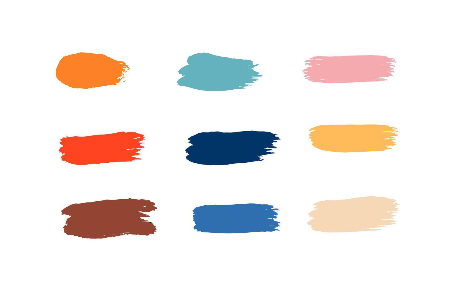 Set of handwritten paint stripes. Set of brushes. Vector illustration