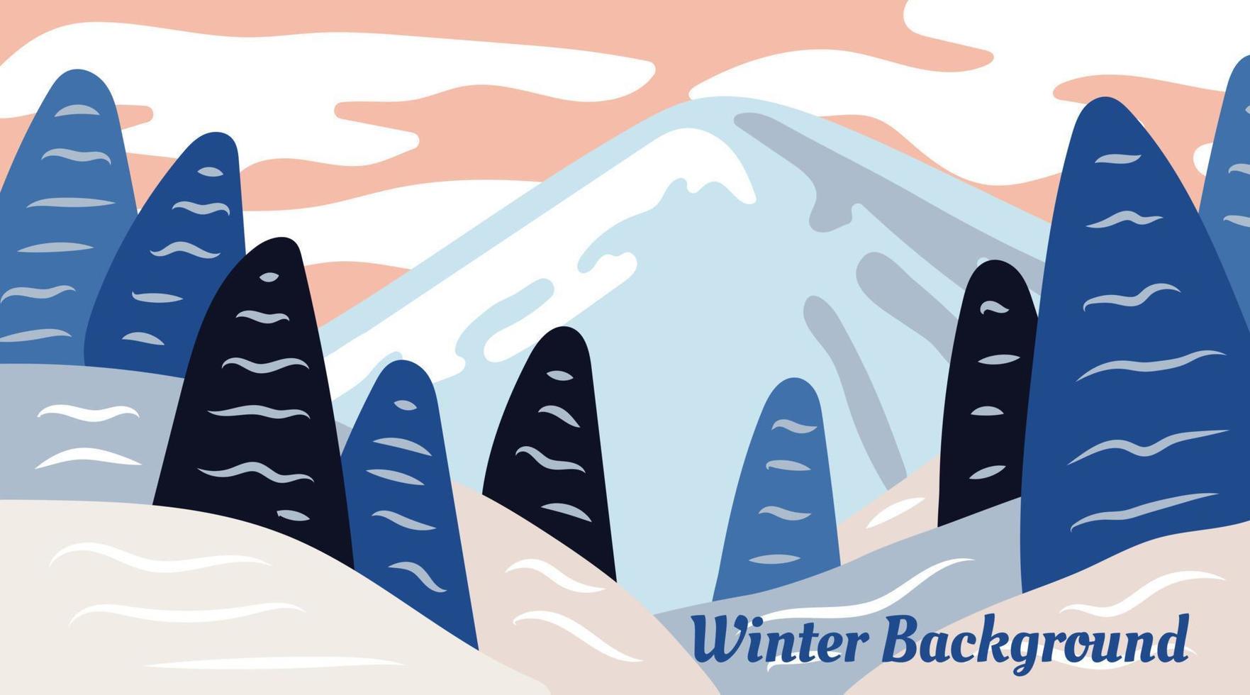 Flat Winter Landscape Background Design vector