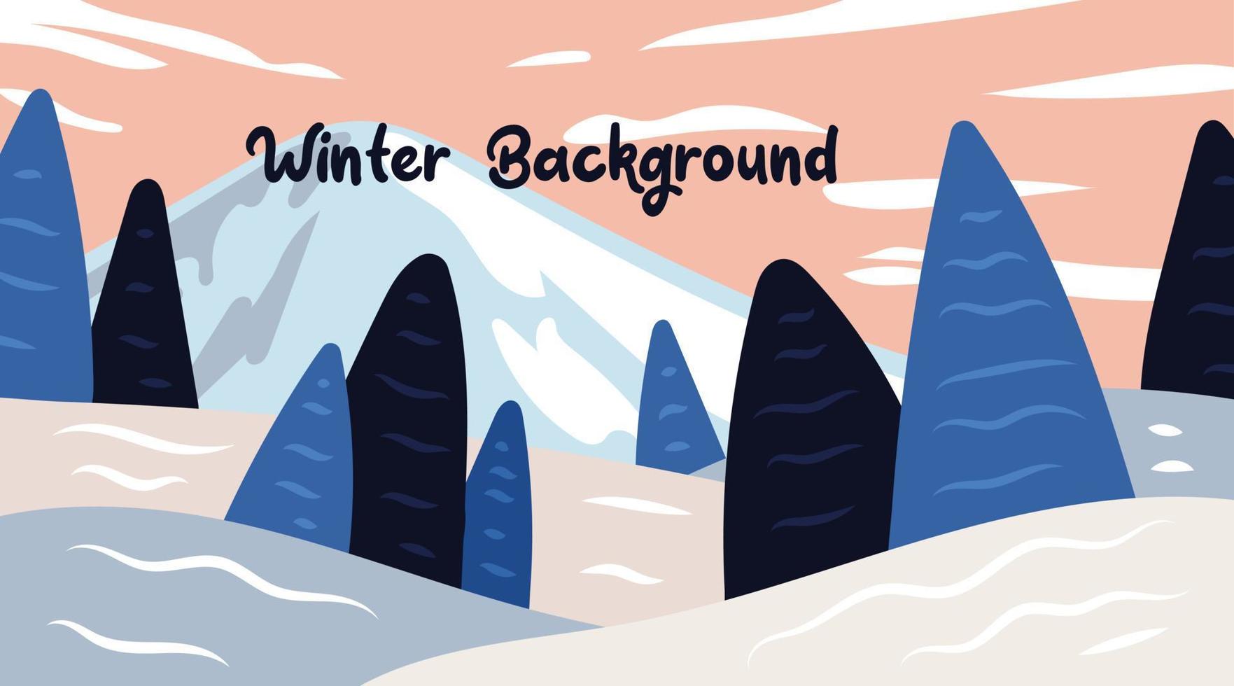 diseño de fondo de paisaje de invierno plano vector
