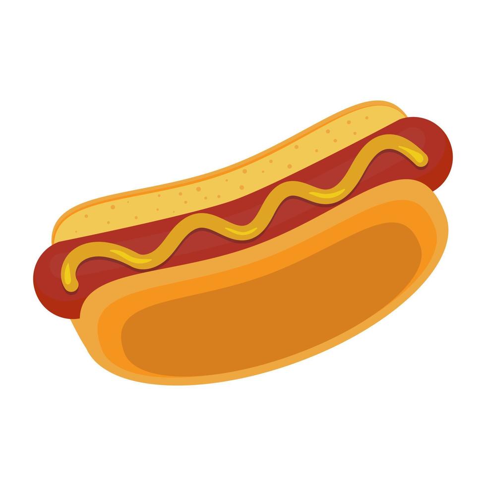 Hot Dog. Vector isolated flat illustration of fast food for poster, menu, brochure, web and fast food icon on transparent background