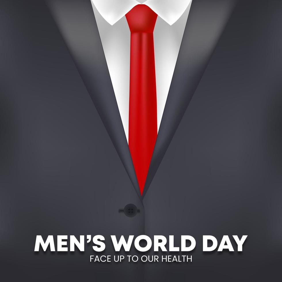 Men's world day background with a black suit and red tie vector