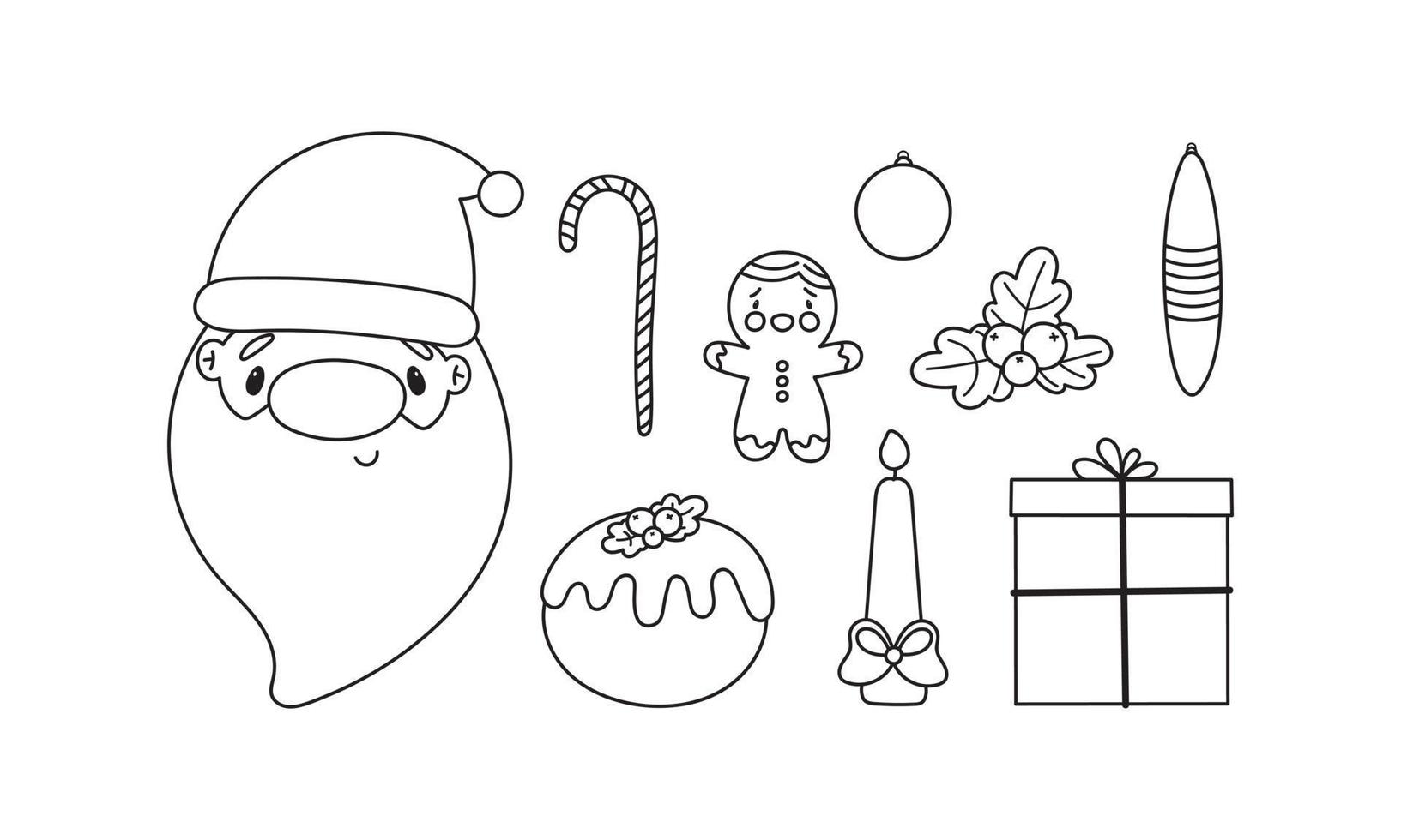 Christmas set in doodle style. Vector illustration on a white background. For card, posters, stickers, banners, printing on the pack, printing on clothes, fabric, wallpaper.
