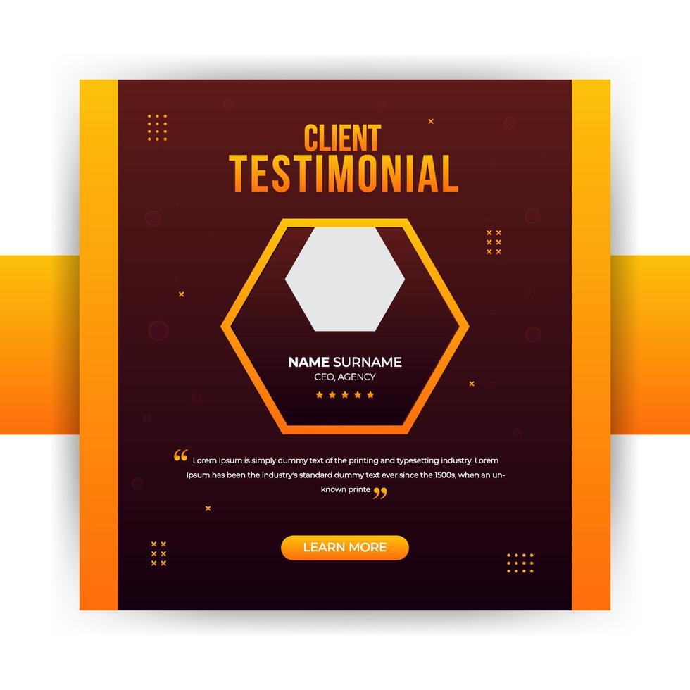 Unique and Modern Abstract Luxury Client Testimonial Social Media Post Design. Customer service feedback review social media post or web banner template vector
