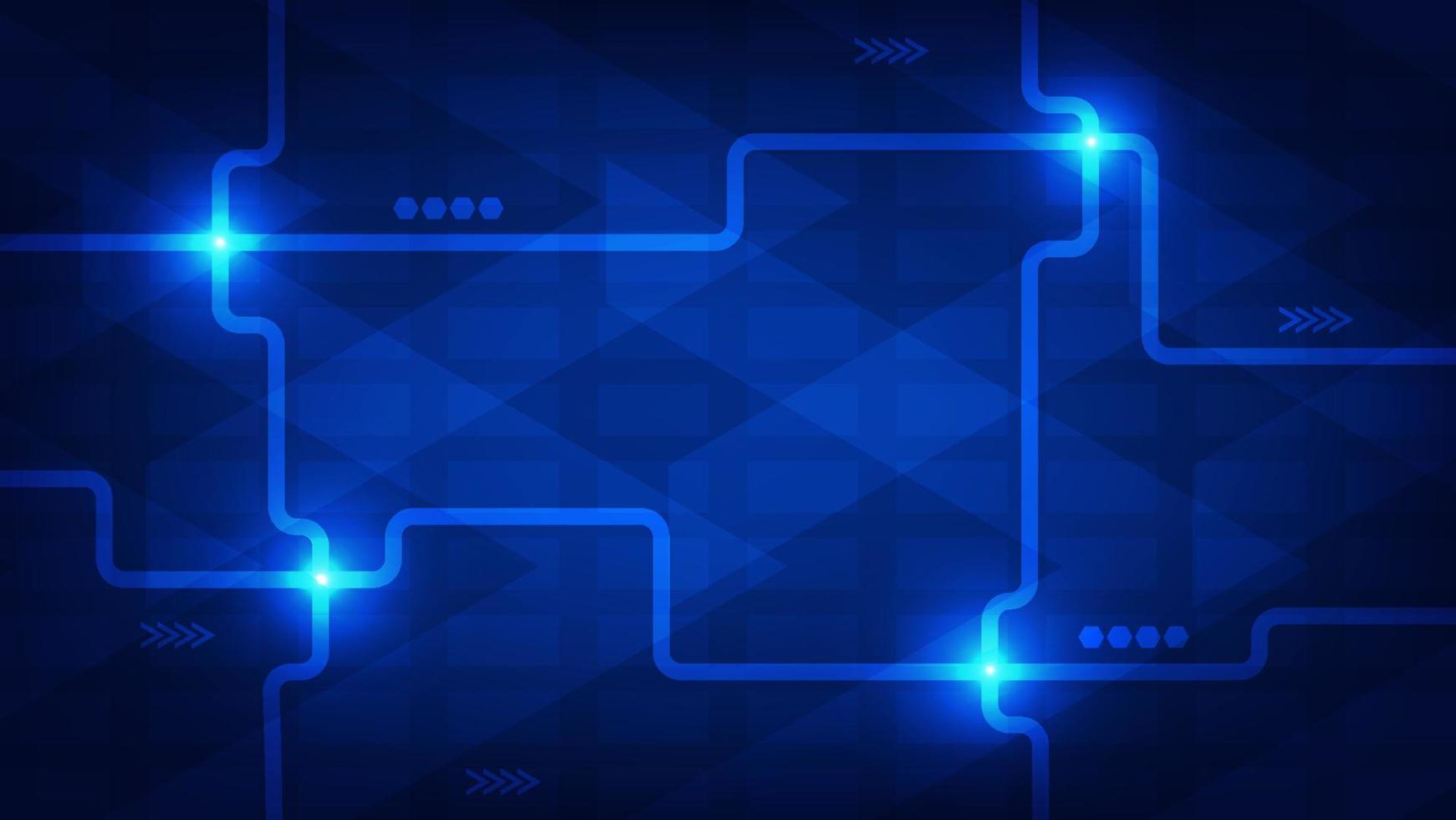 Hi tech digital technology and futuristic communication background concept. electric connecting lines as network with blue lighting on dark space vector