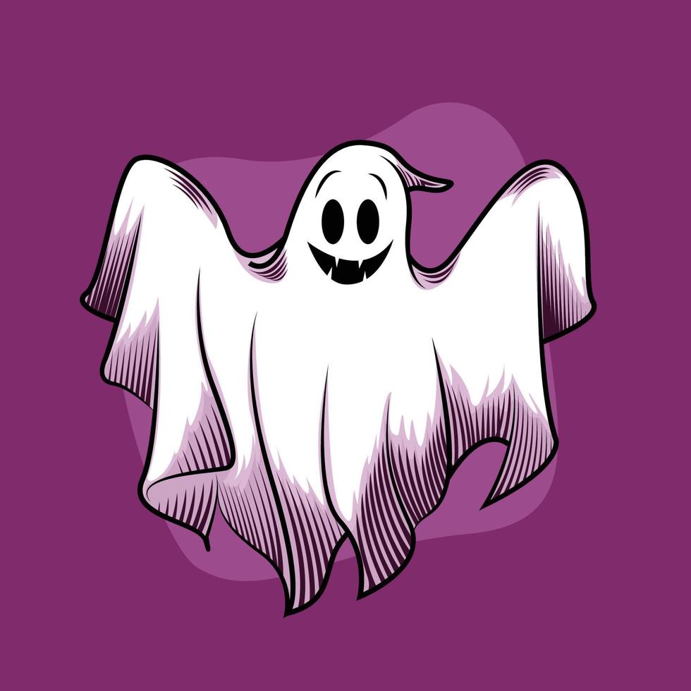 ilustración de vector premium de dibujos animados lindo fantasma
