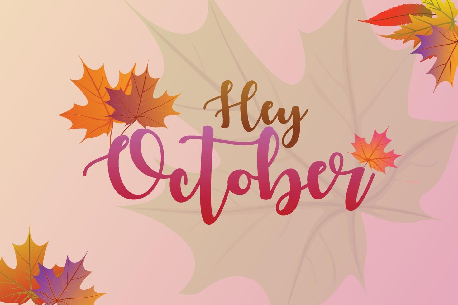 Hey October banner premium vector illustration