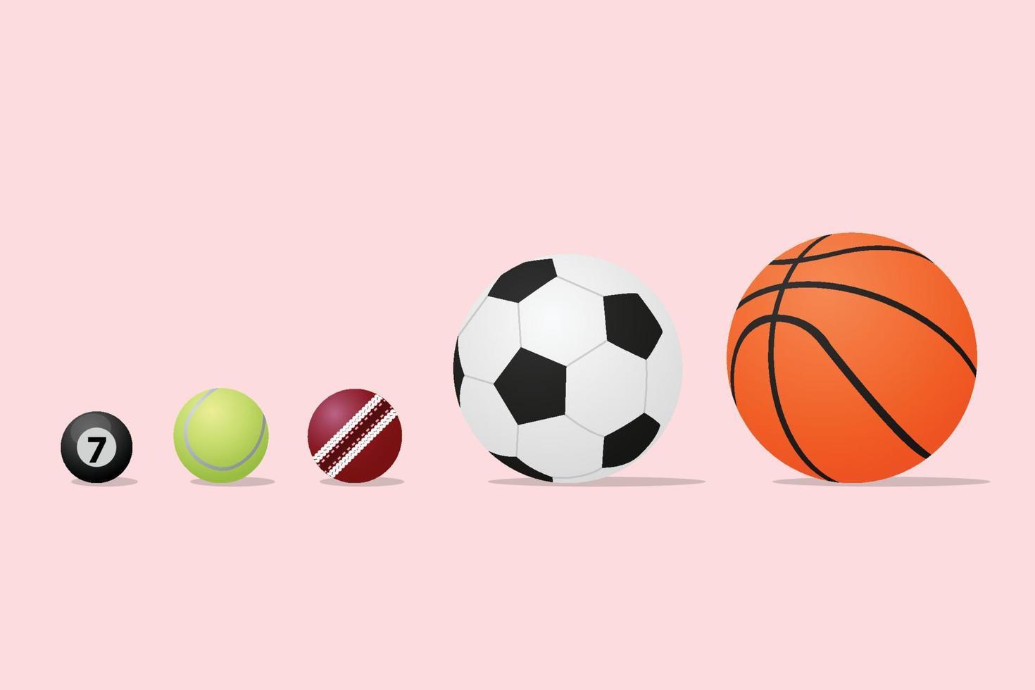 Sports ball size comparison premium vector illustration