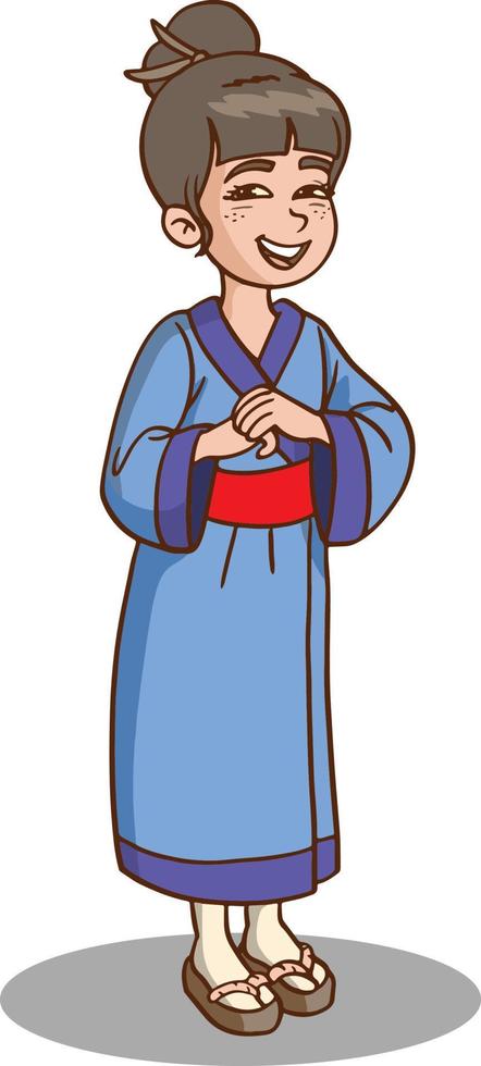 ilustración vectorial de niña japonesa en traje tradicional vector