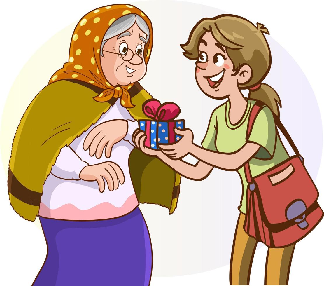 Happy mothers day. Young woman and old Lady together. Daughter celebrate Senior with Birthday. vector