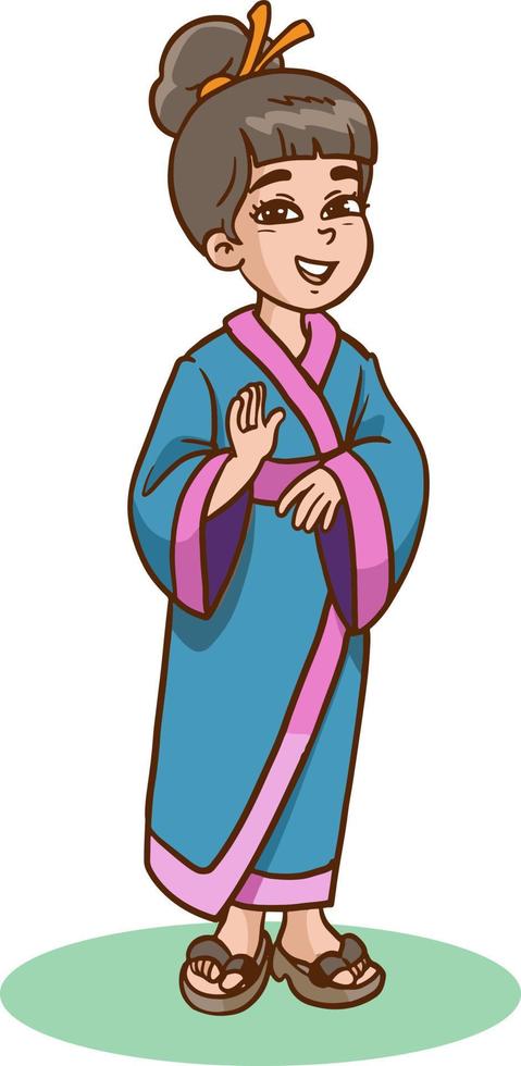 vector illustration of japanese girl in traditional dress