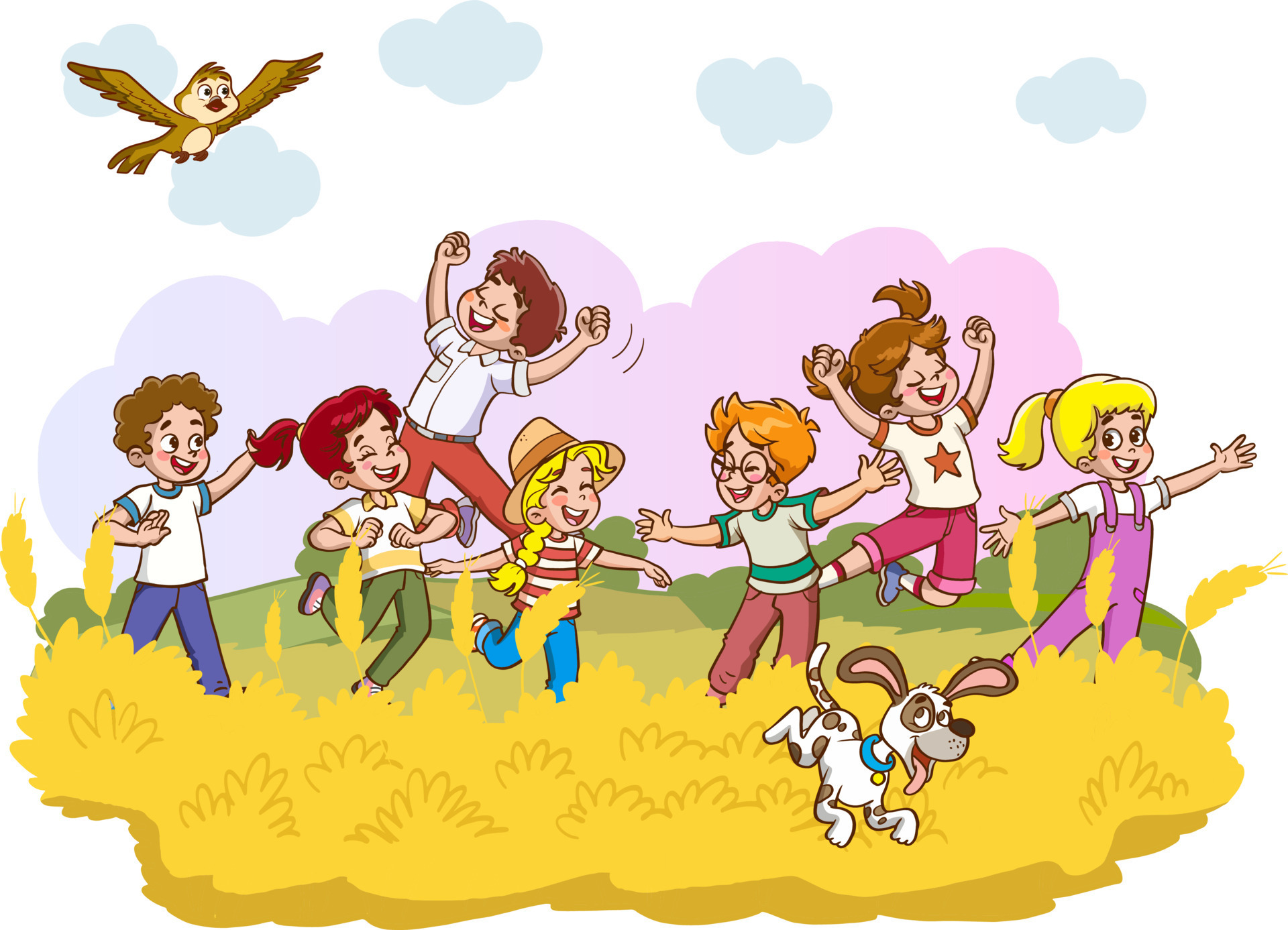 Vector Illustration Of Funny Kids Playing Outside 12660227 Vector Art at  Vecteezy
