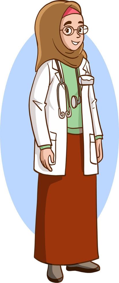 vector illustration of female doctor in hijab