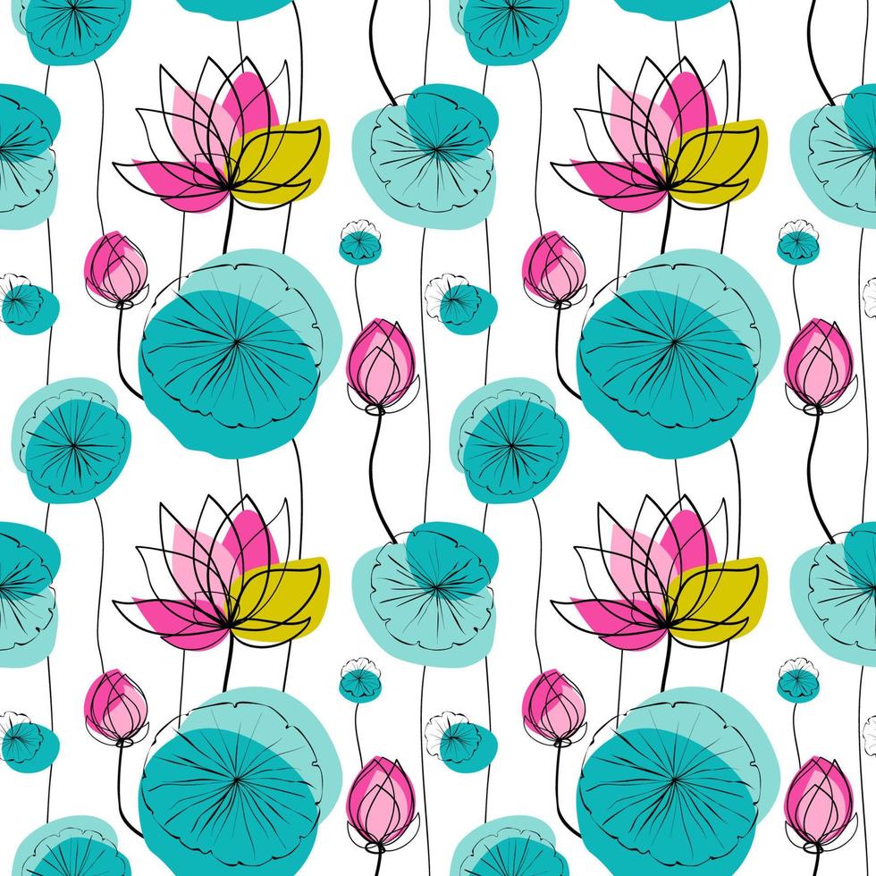 Lotus seamless pattern vector