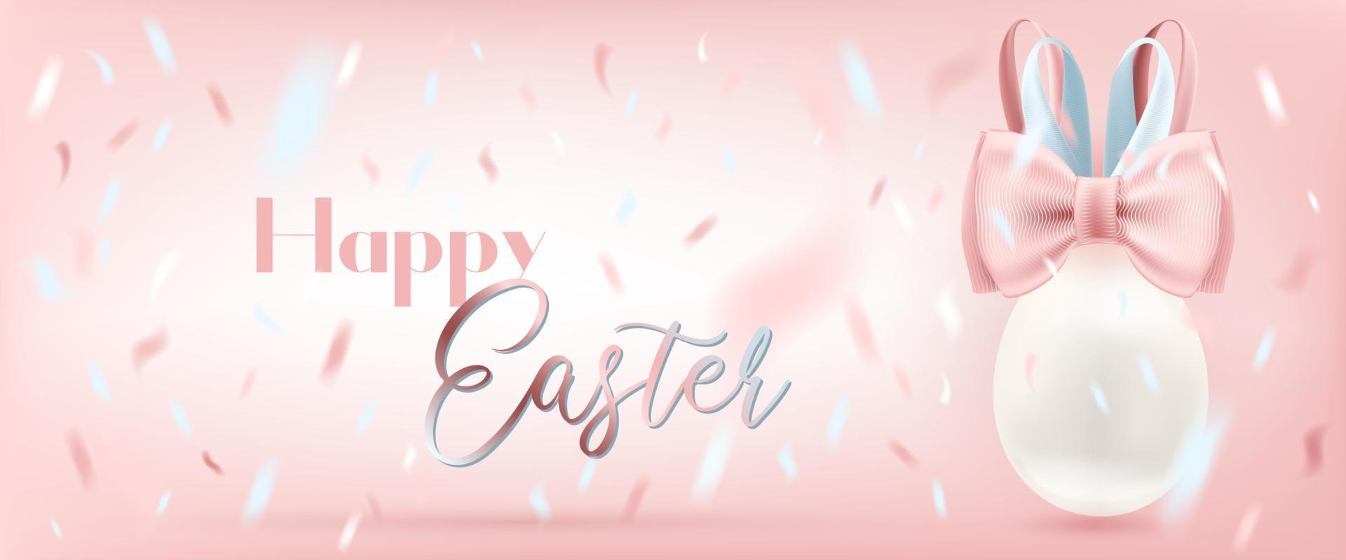 Easter Bunny White Egg and Silk Bow vector