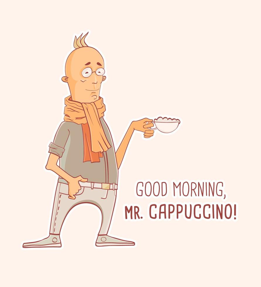 señor café capuchino vector