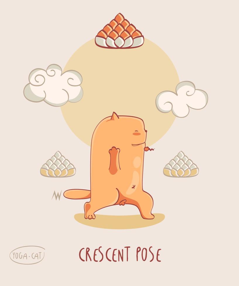 Red Yoga Cat in Crescent Pose vector