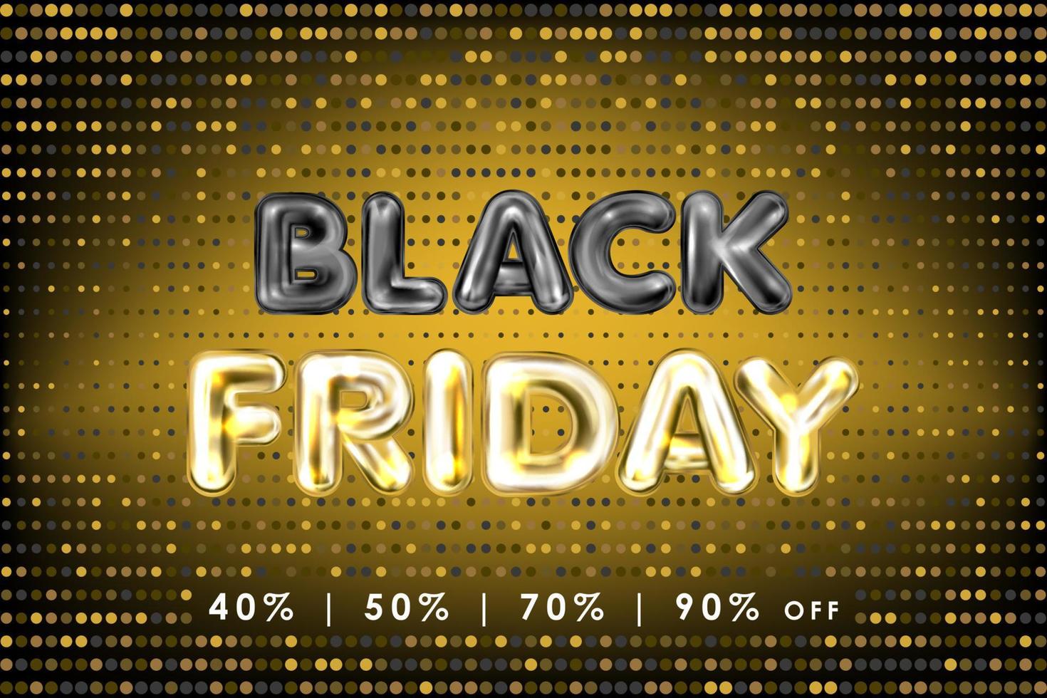 Black Friday banner with black golden balloon lettering vector