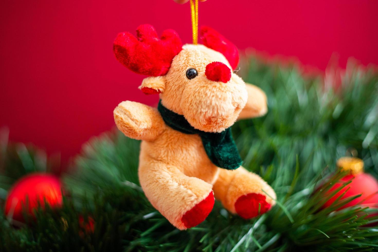 Plush reindeer Christmas tree decoration photo