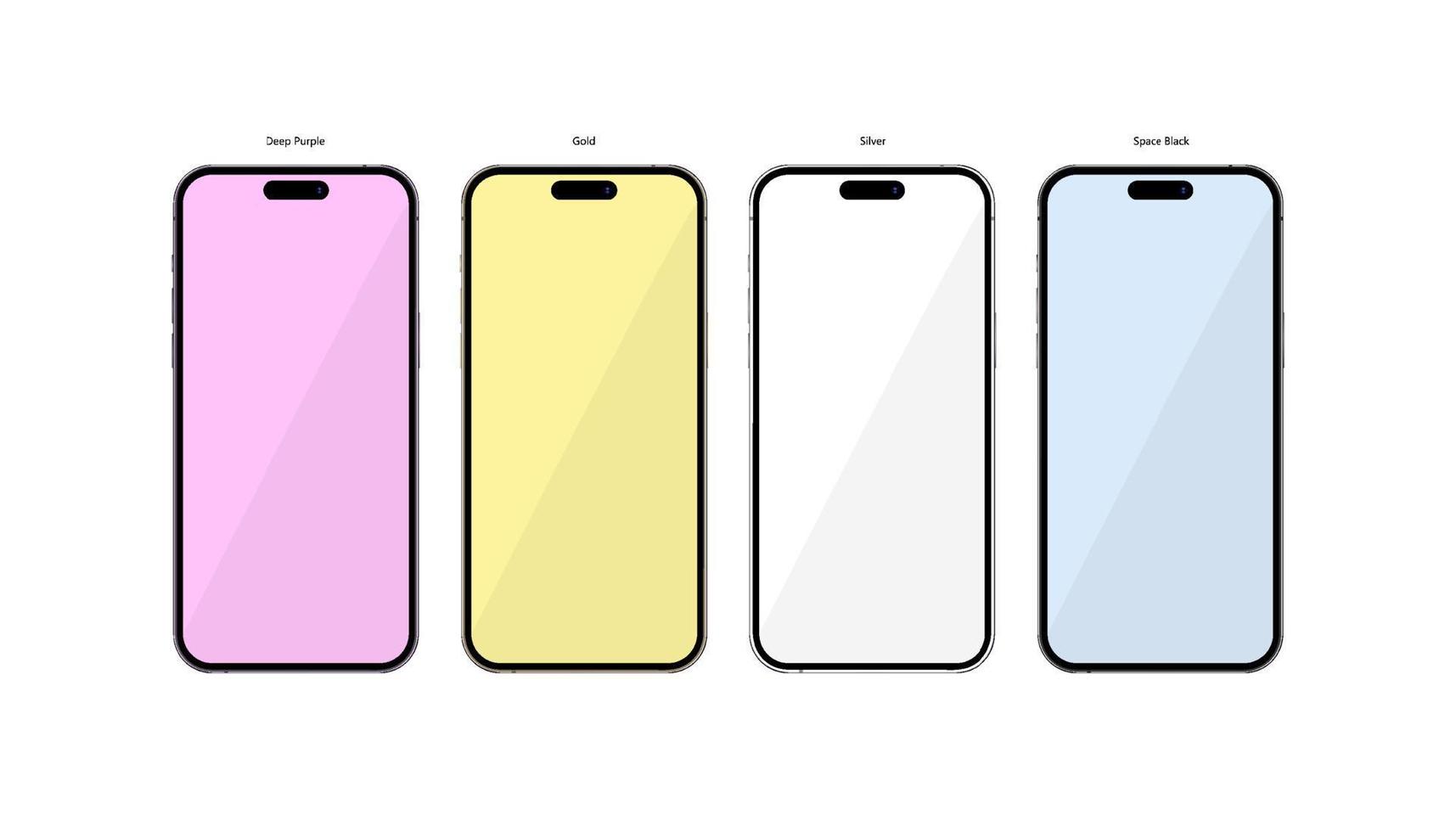 cuatro marcos de teléfonos móviles cuatro colores nuevo modelo año 2022 vector