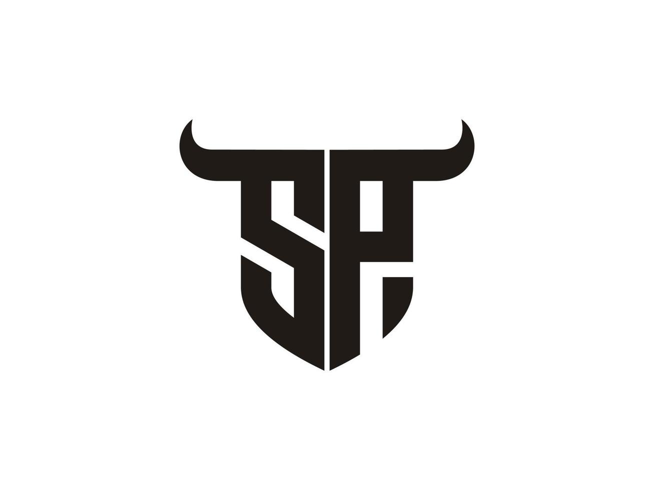 Initial SP Bull Logo Design. vector