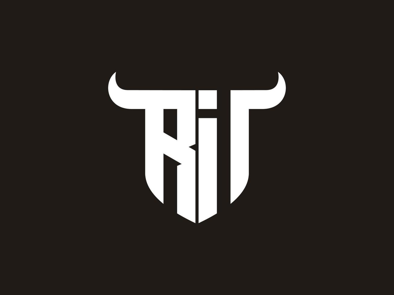 Initial RI Bull Logo Design. vector