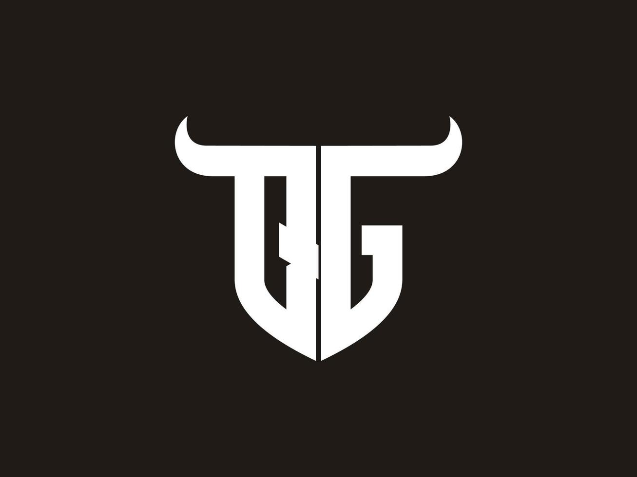 Initial QG Bull Logo Design. vector