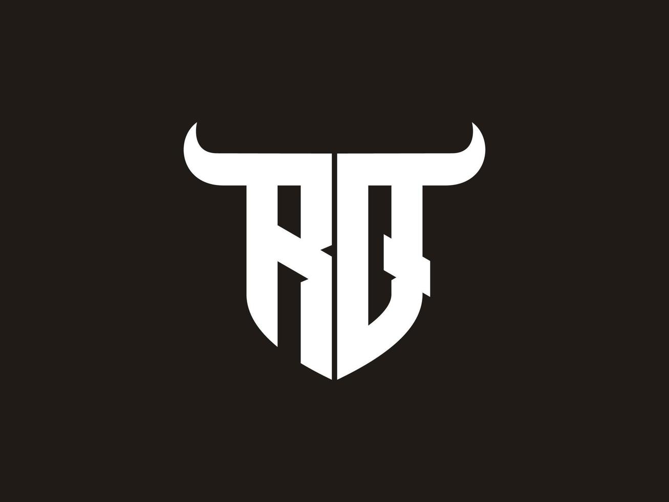 Initial RQ Bull Logo Design. vector